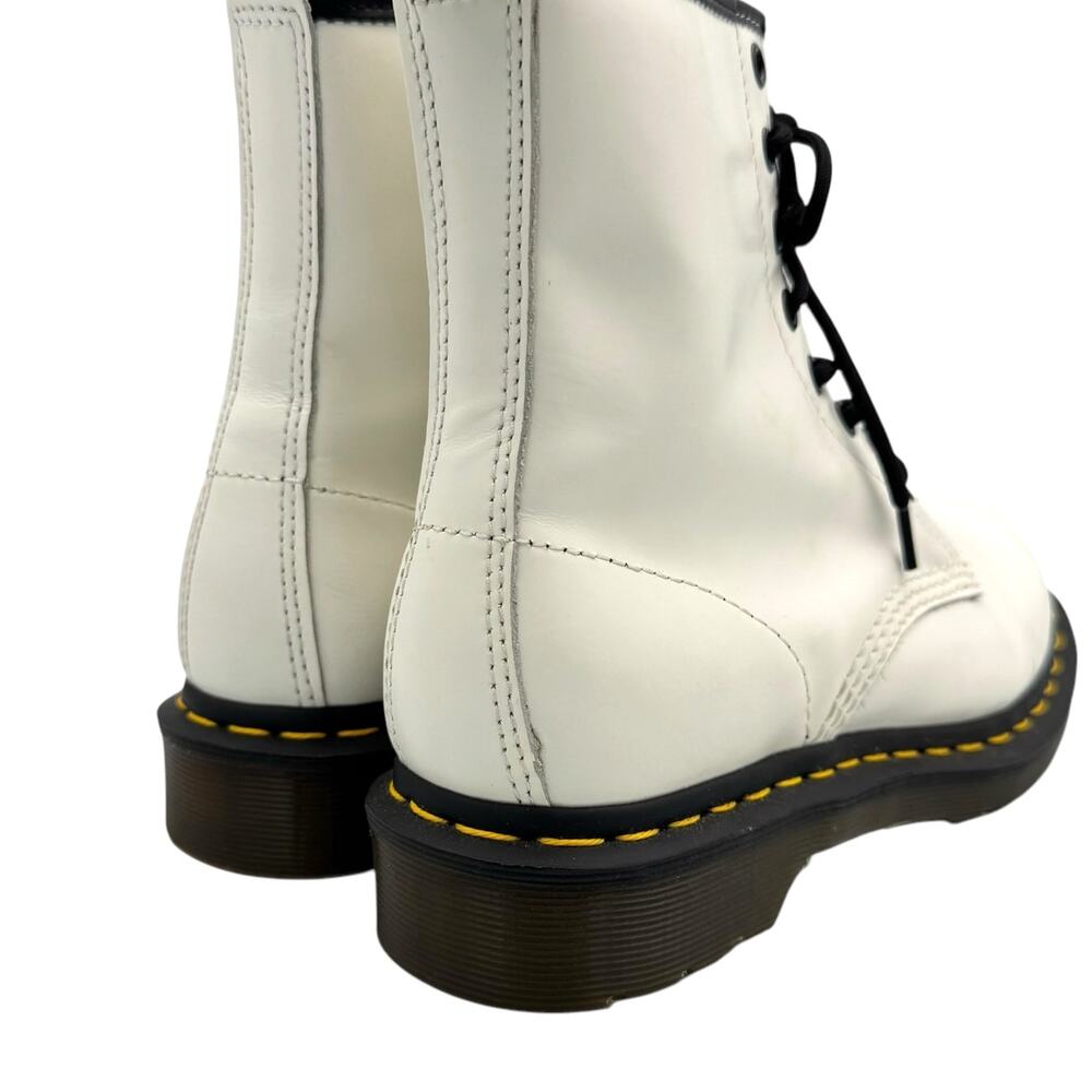 Dr. Martens 1460 White Smooth Leather Lace Up Unisex Combat Boots - Picture 8 of 11